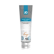 JO H2O Jelly personal lubricant in a clear tube with a blue and gray label.
