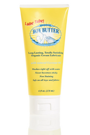 Yellow tube of Boy Butter Original personal lubricant with coconut oil.