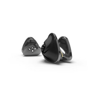 Two black, heart-shaped silicone vibrators with control buttons.