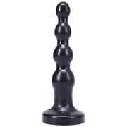 Black silicone anal beads and dildo with a flared base.