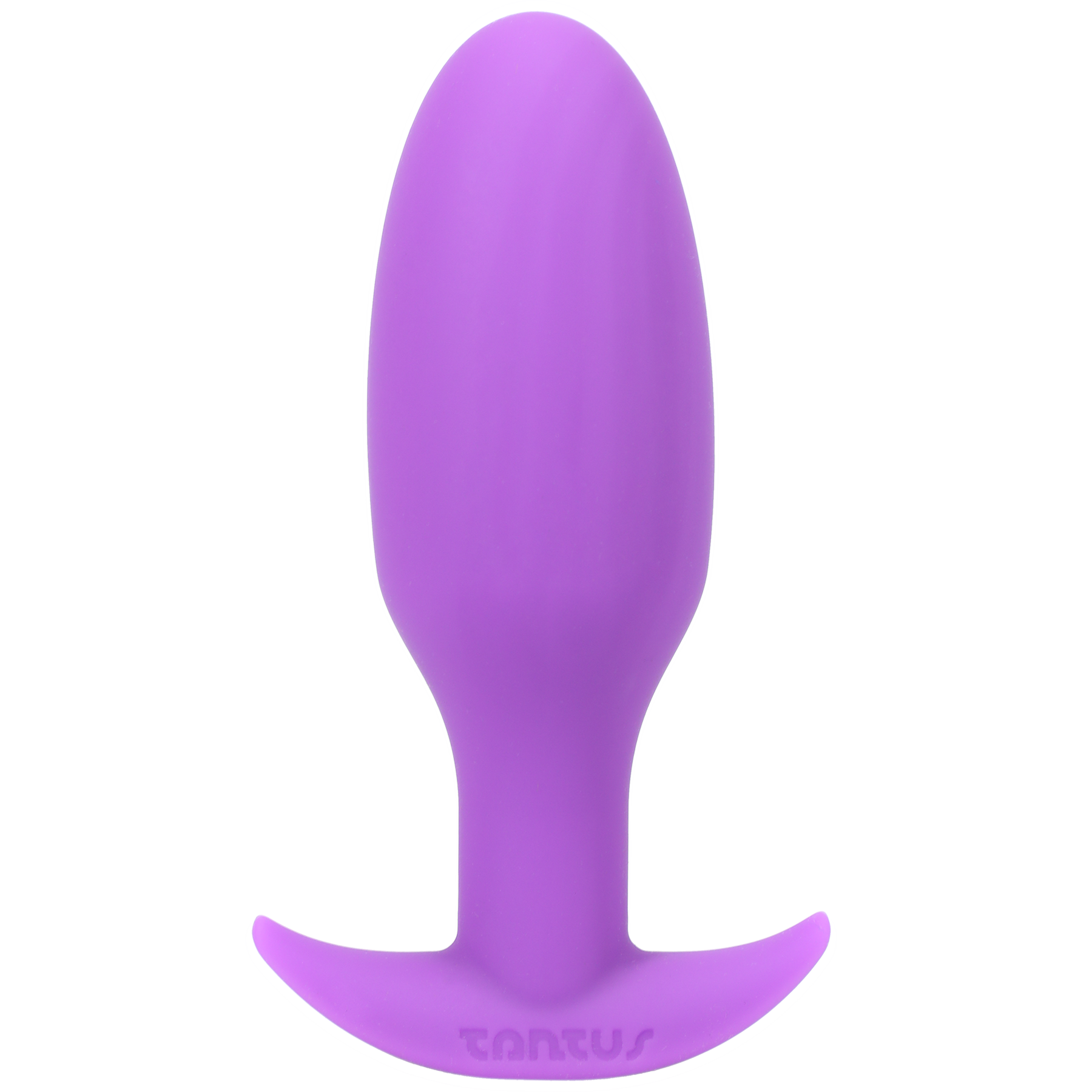 Lilac Tantus Ryder silicone anal butt plug with a curved tip and anchor base.