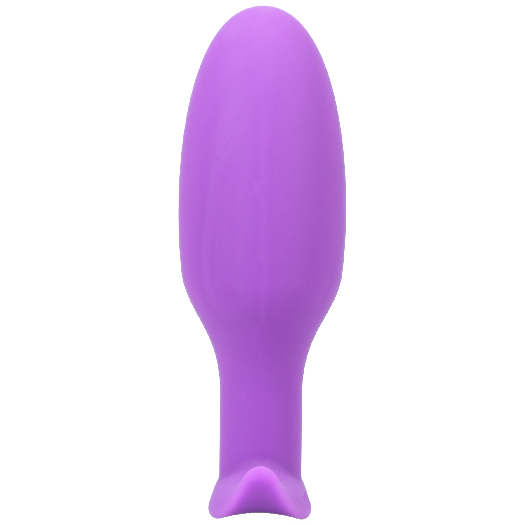 Lilac silicone anal butt plug with a gradual curve and anchor base.