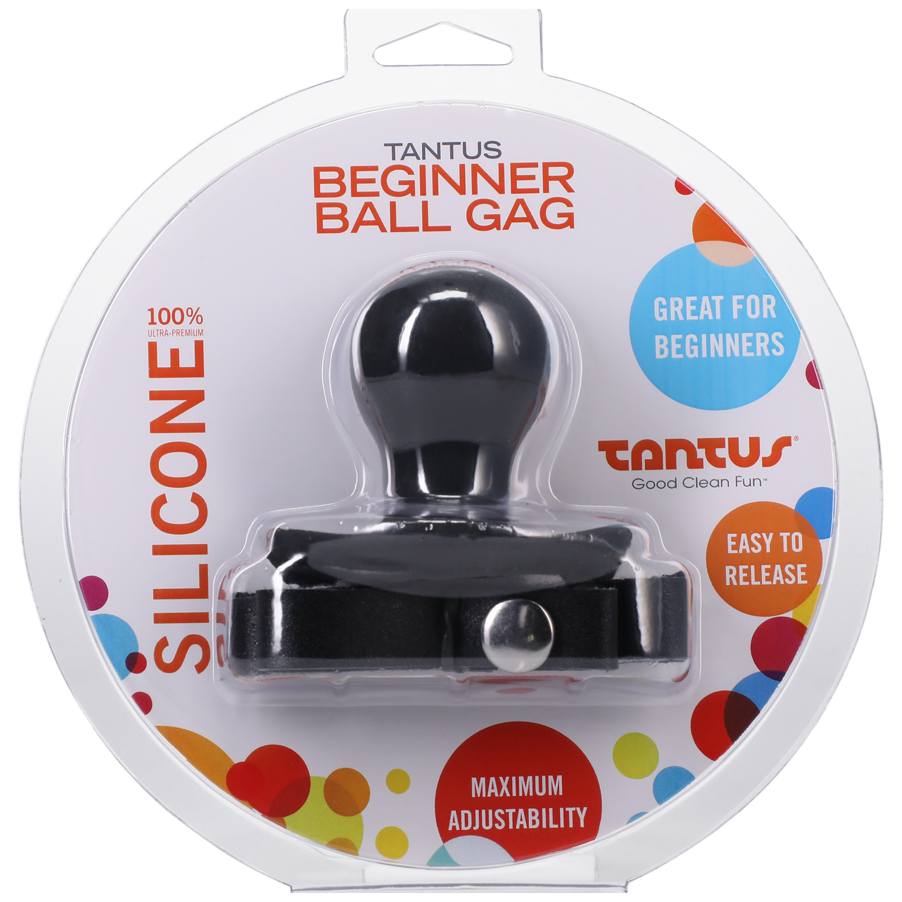 Tantus beginner ball gag made of silicone with adjustable straps.