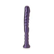Purple silicone G-spot dildo with an ergonomic handle.