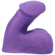A purple silicone packer with a curved shaft and a rounded base.