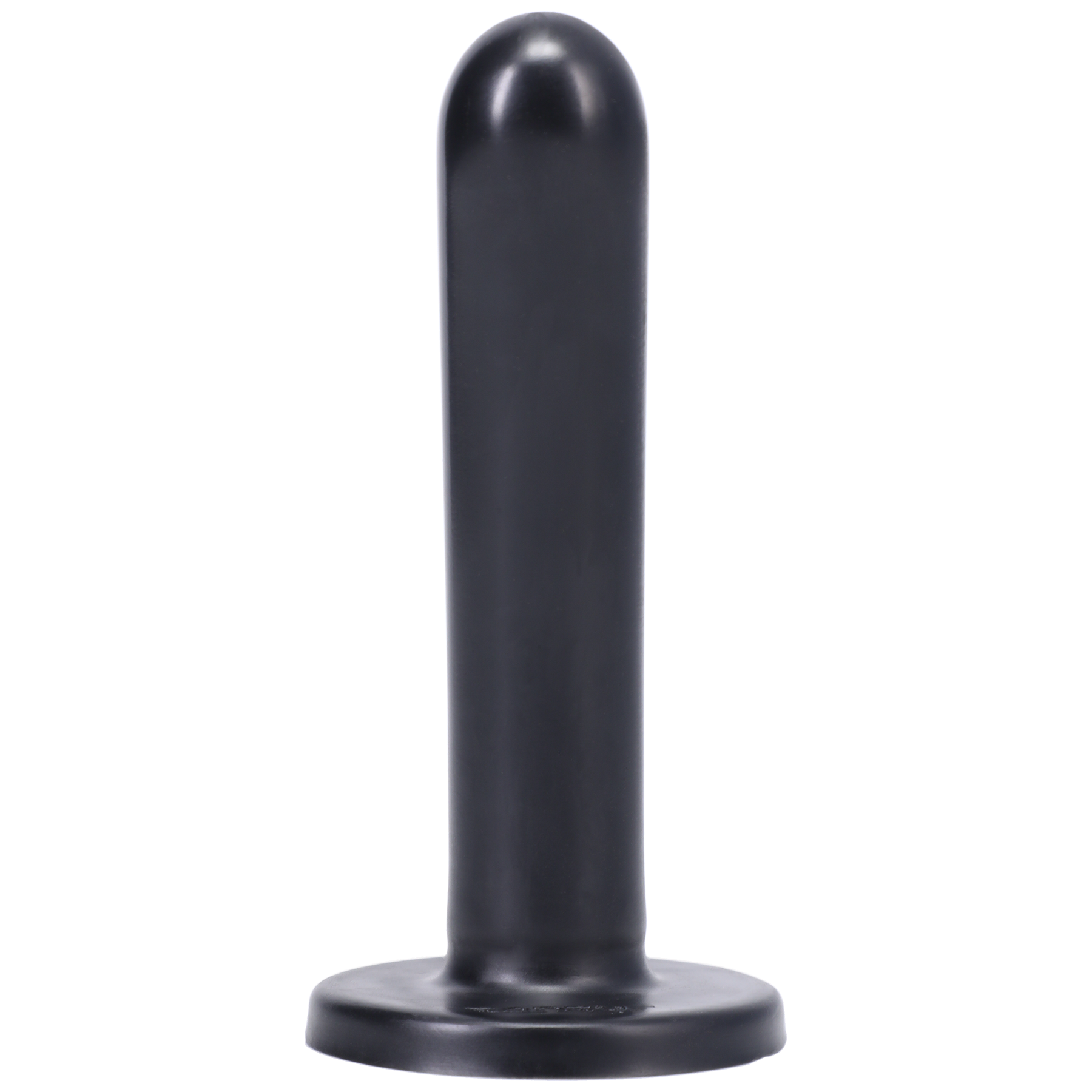 Black medium silicone dildo with a rounded tip and flared base.