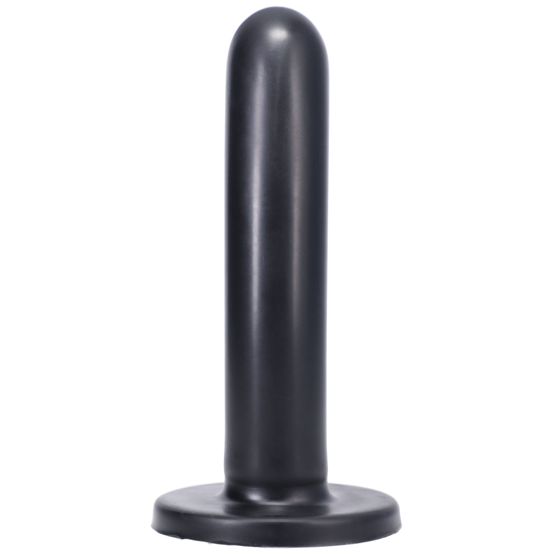 Black medium silicone dildo with a rounded tip and flared base.