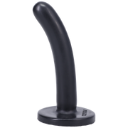 Black silicone beginner dilator with a slight curve and a flared base.