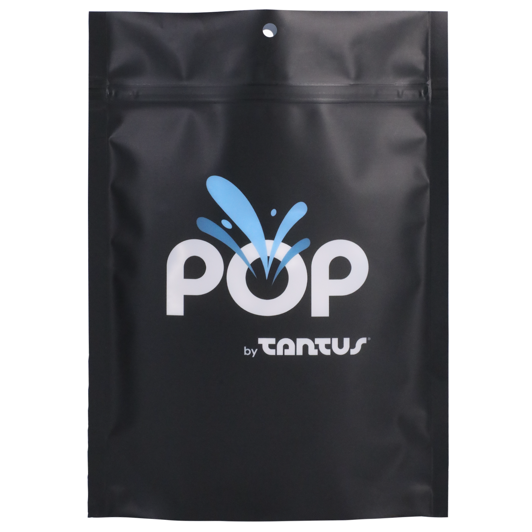 Black pouch with "pop" logo and "by tantus" text.