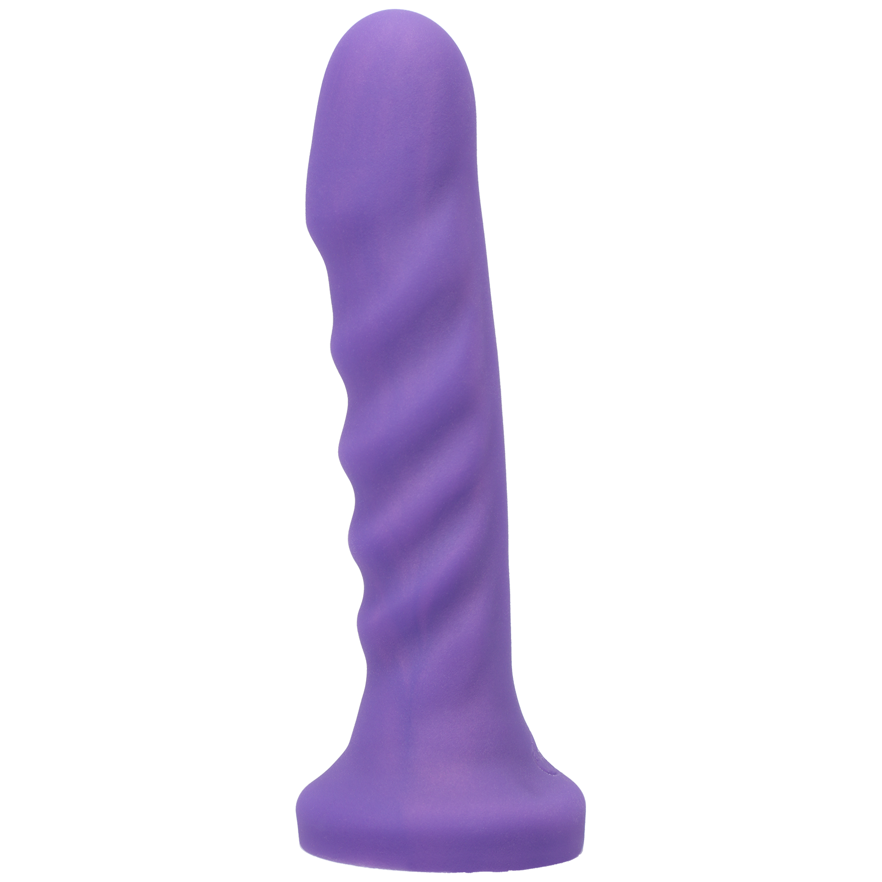 A purple silicone G-spot vibrator with a textured shaft and flared base.