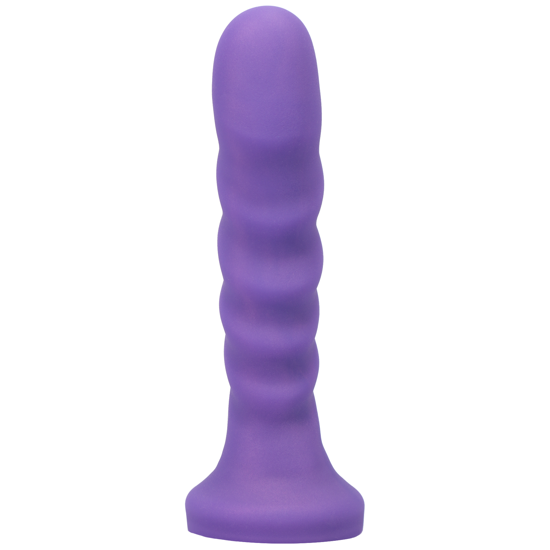 A purple silicone G-spot vibrator with a textured shaft and a flared base.