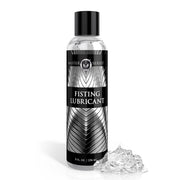 Master Series fisting lubricant in a clear bottle with a black cap, 8 fl oz.