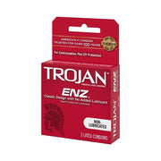 Trojan ENZ non-lubricated latex condoms, 3 pack.
