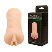 Realistic vagina stroker with textured TPE sleeve in Adore U Höm packaging.