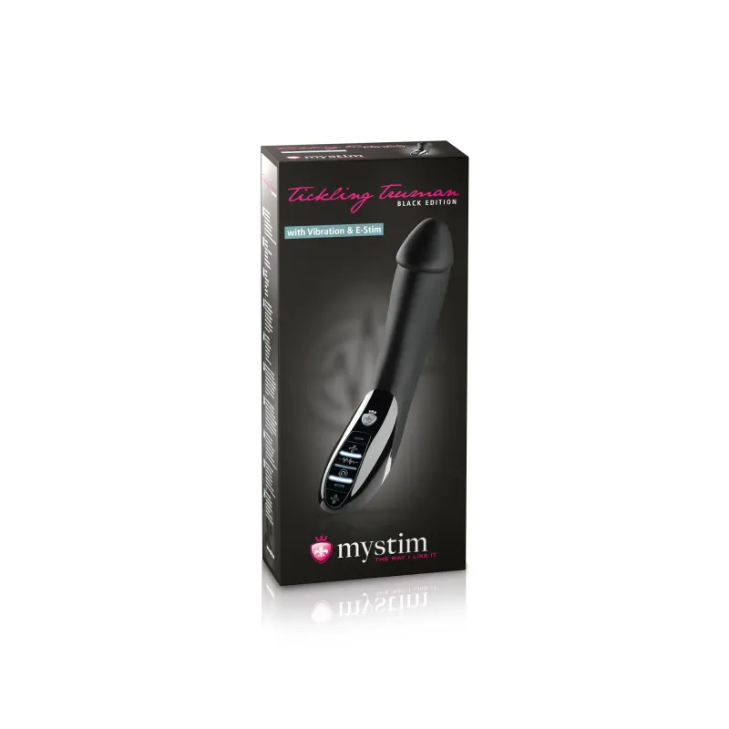 Black Mystim Tickling Truman vibrator with e-stim and pelvic floor training.