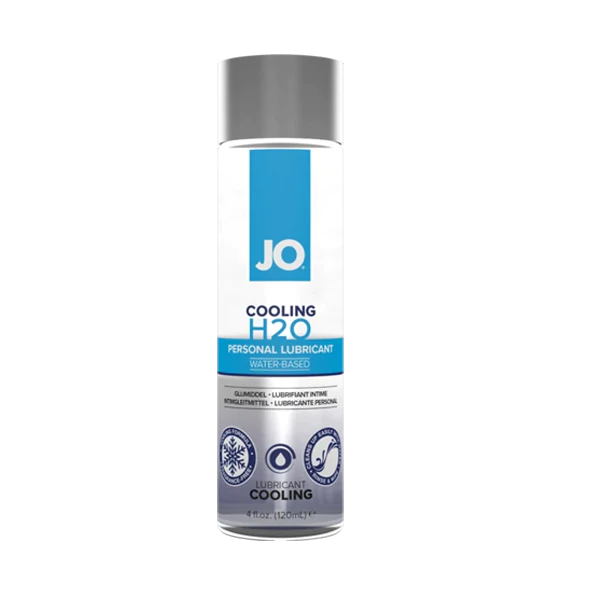 JO H2O Cooling water-based personal lubricant in a 4 fl oz bottle.