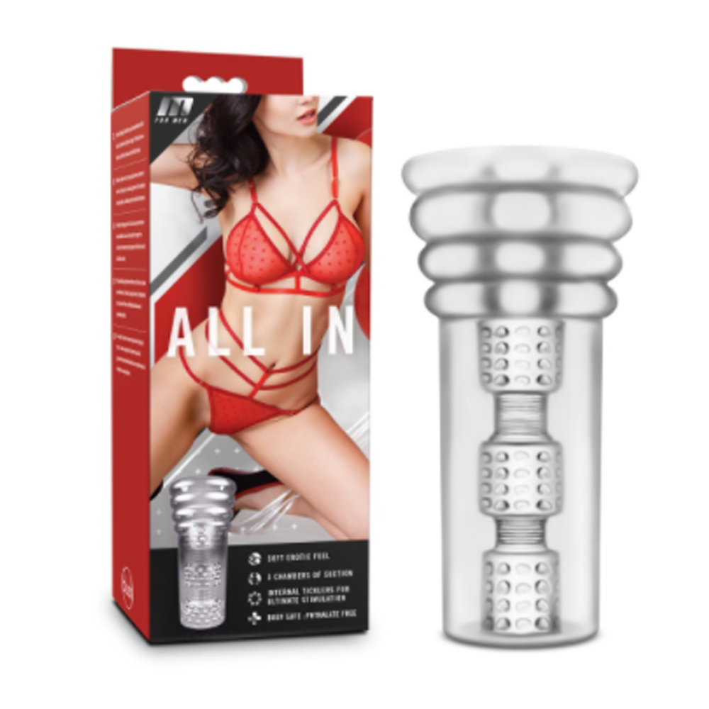 All In Clear 3-Chamber Textured Stroker Toy with internal ticklers.