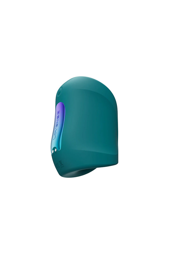 Teal Lovense Gush 2 app-controlled glans massager with purple accent.