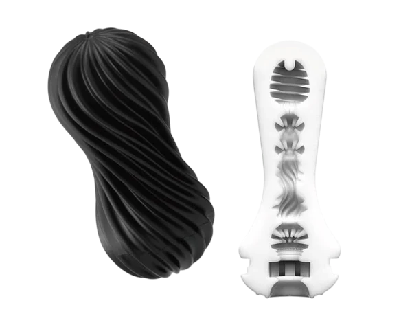 Tenga Flex Rocky masturbator with spiraling ribs and internal textures.