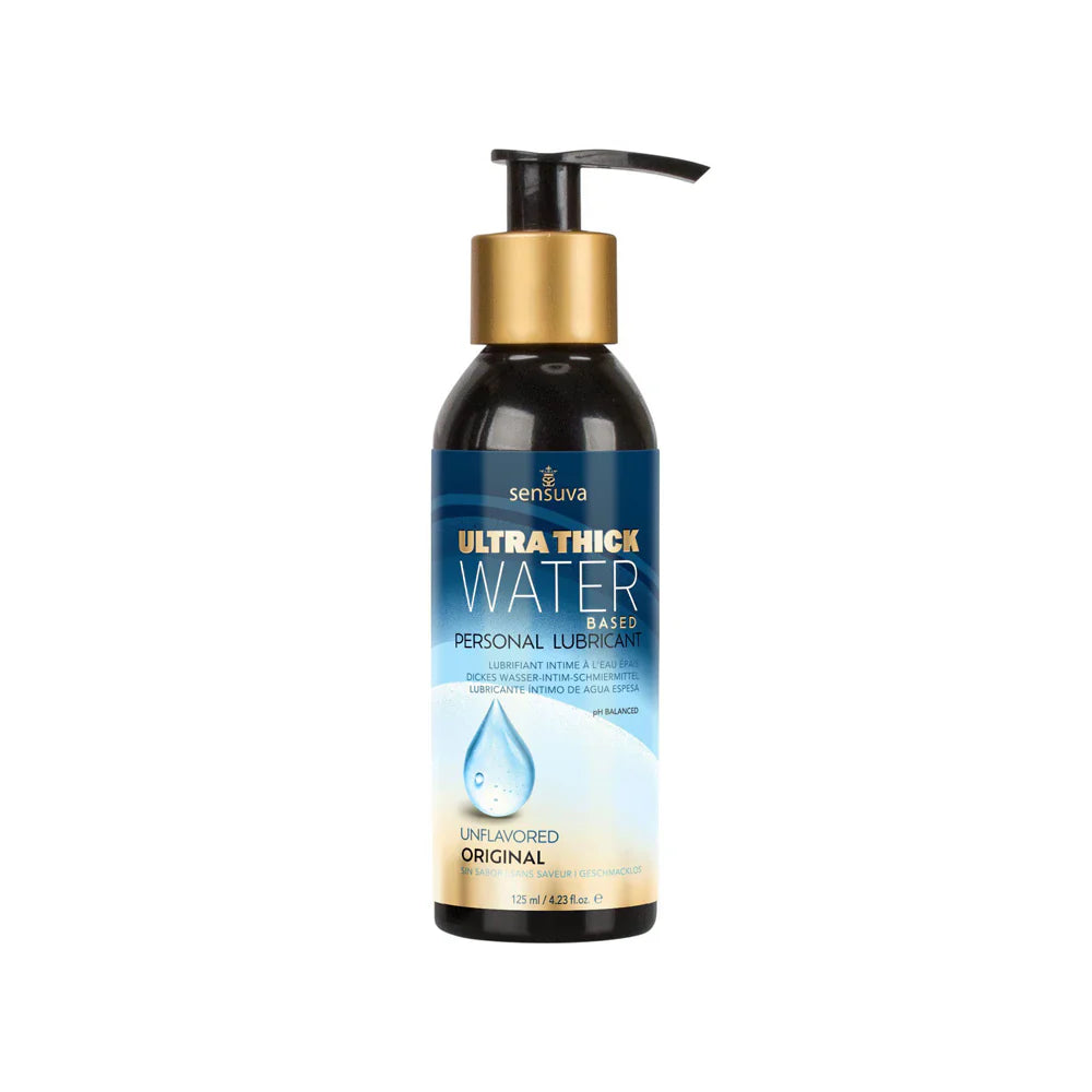 Sensuva Ultra-Thick Water-Based Personal Lubricant in a 4.23oz pump bottle.