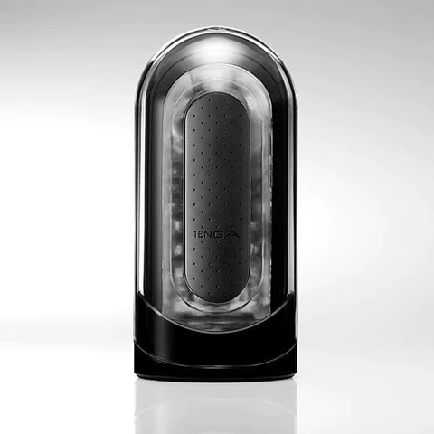 Tenga Flip Zero Black reusable male masturbator with textured interior.