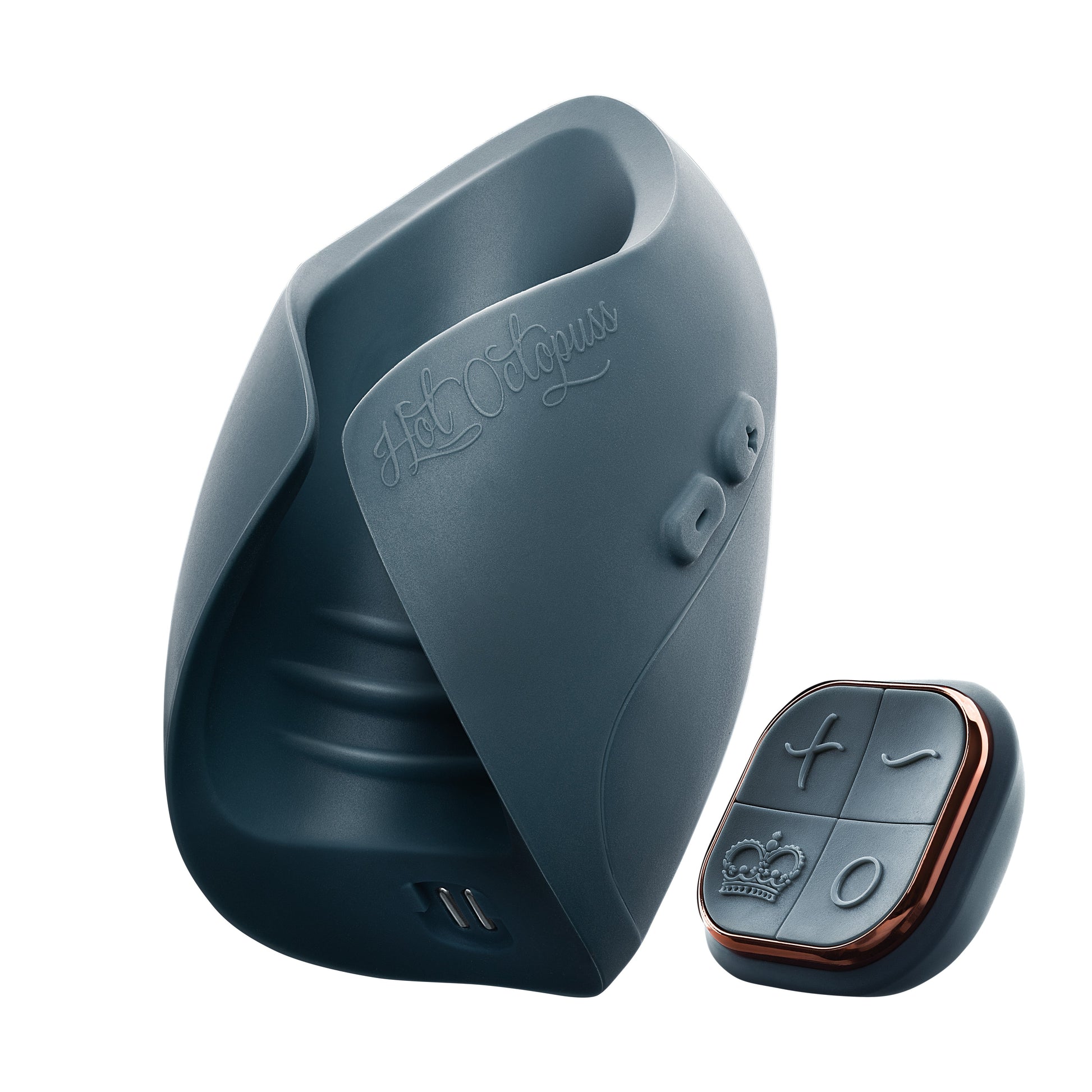 A blue Hot Octopuss Pulse Duo couples vibrator with a remote control.