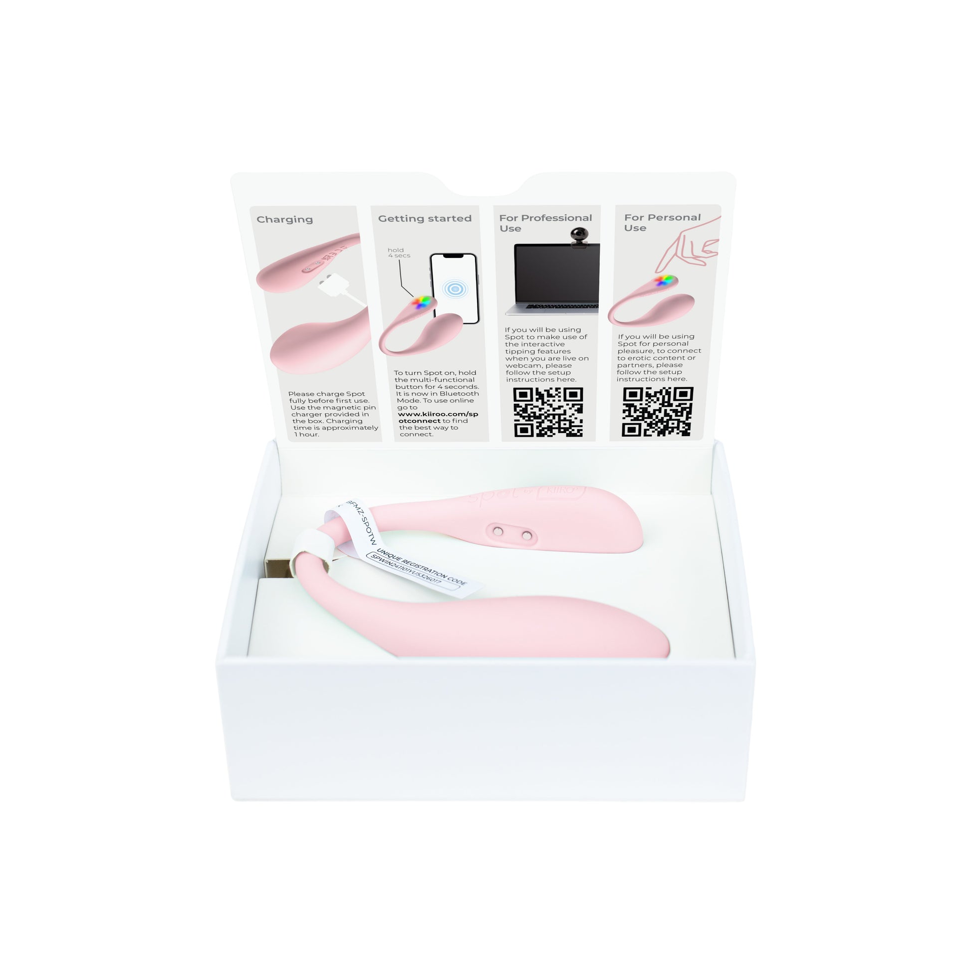 Pink app-controlled wearable egg vibrator in a box.