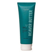 Teal tube of Beaver Butter exfoliating cream scrub with white cap.