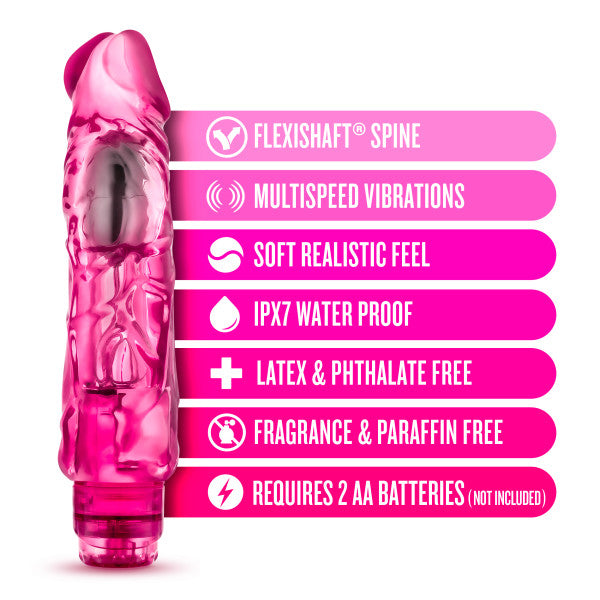 Pink realistic waterproof vibrator with flexishaft and multispeed vibrations.