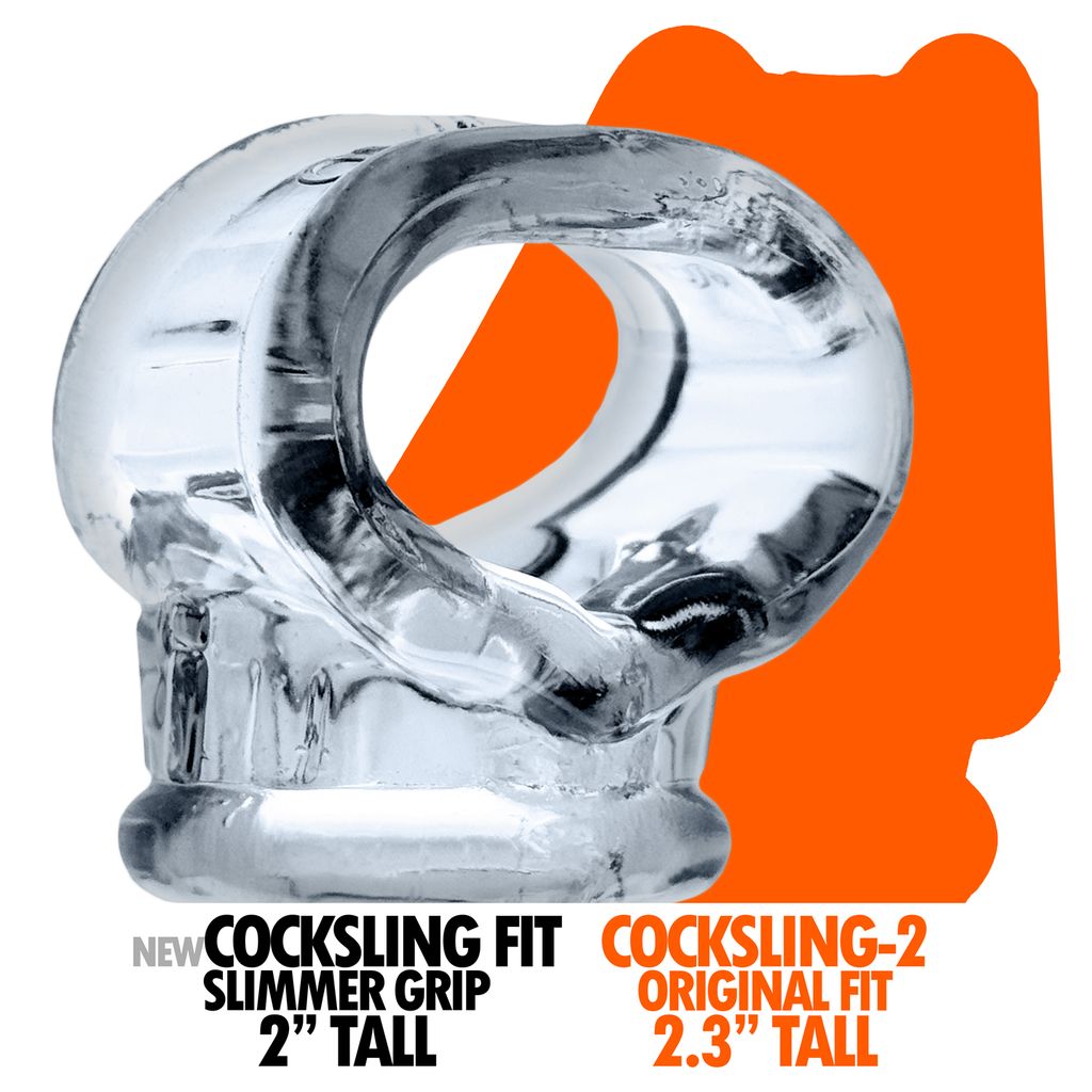 Clear Cocksling Fit Slim cock ring and ball stretcher.