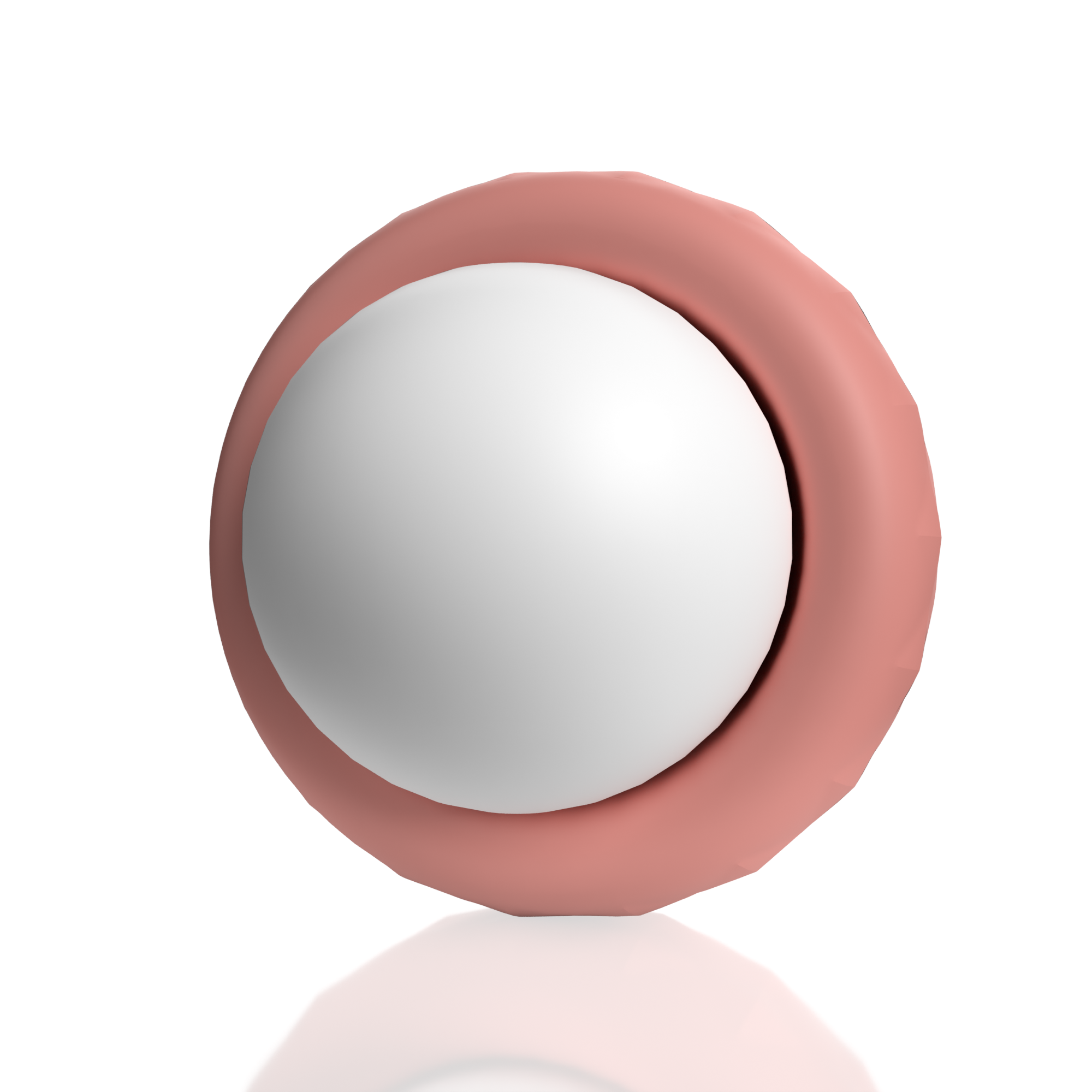 Rechargeable silicone egg vibrator in dusty rose with a white sphere inside a pink ring.
