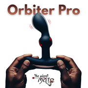 Mars Orbiter Pro prostate and perineum massager held by hands.