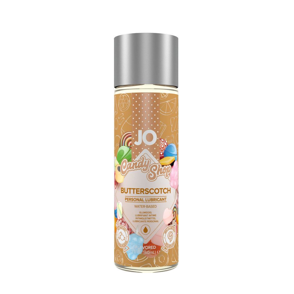 JO Candy Shop Butterscotch Personal Lubricant bottle with candy graphics.