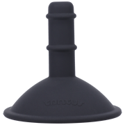 Black silicone suction cup accessory with "tantus" logo.