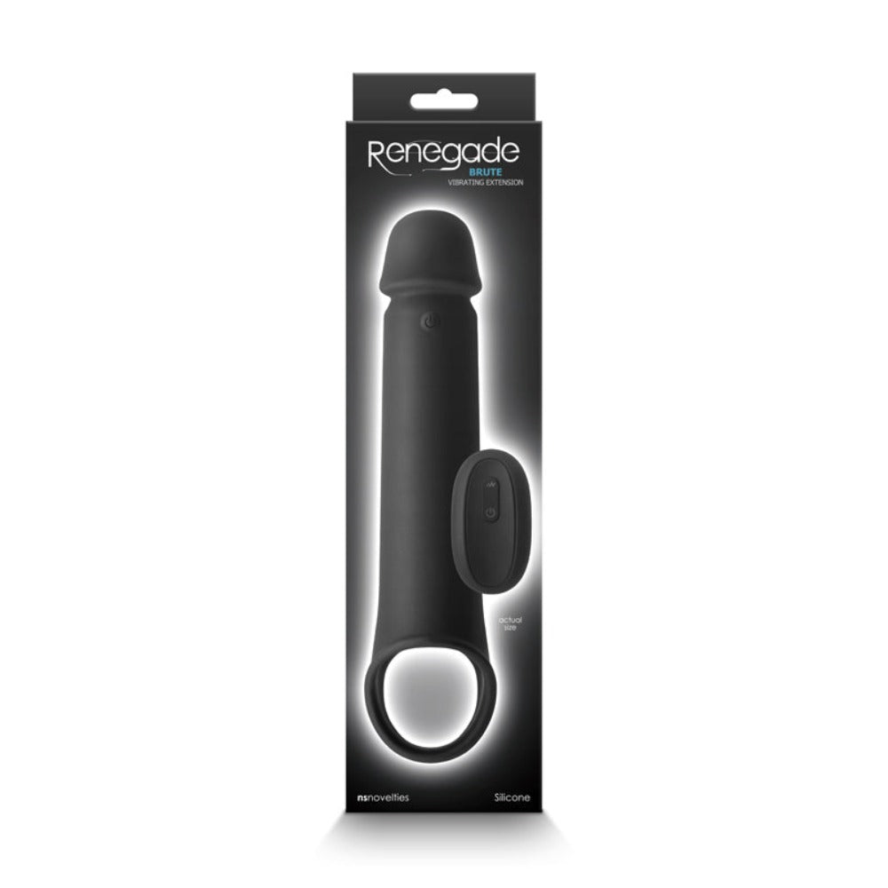 Black silicone vibrating extension with remote control.