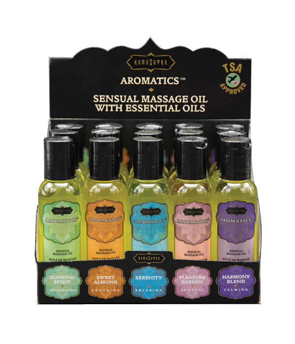 Kama Sutra Aromatics massage oil prepack with essential oils.