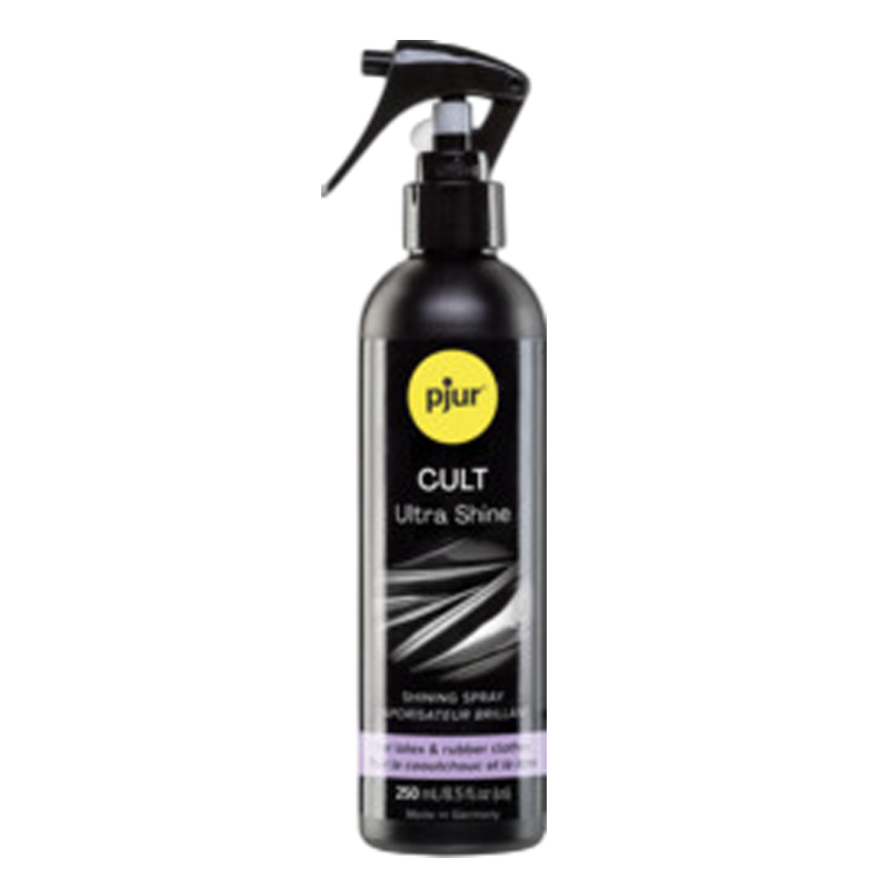 Pjur Cult Ultra Shine spray bottle with a black trigger spray top.