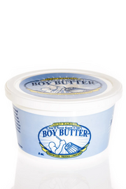 Boy Butter H20 water-based cream lubricant in an 8 oz tub.