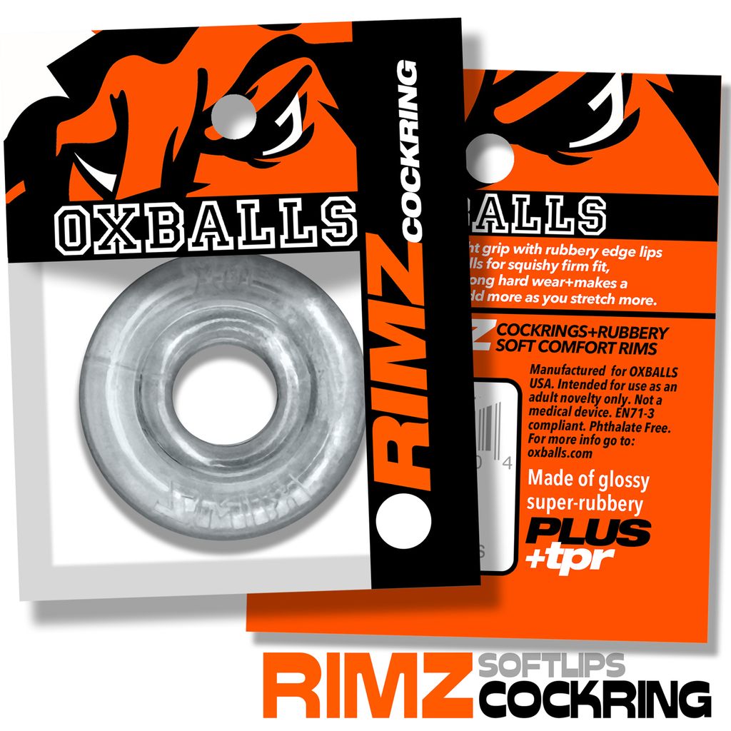 Clear soft rubber cock ring with dual rims and gripper design.