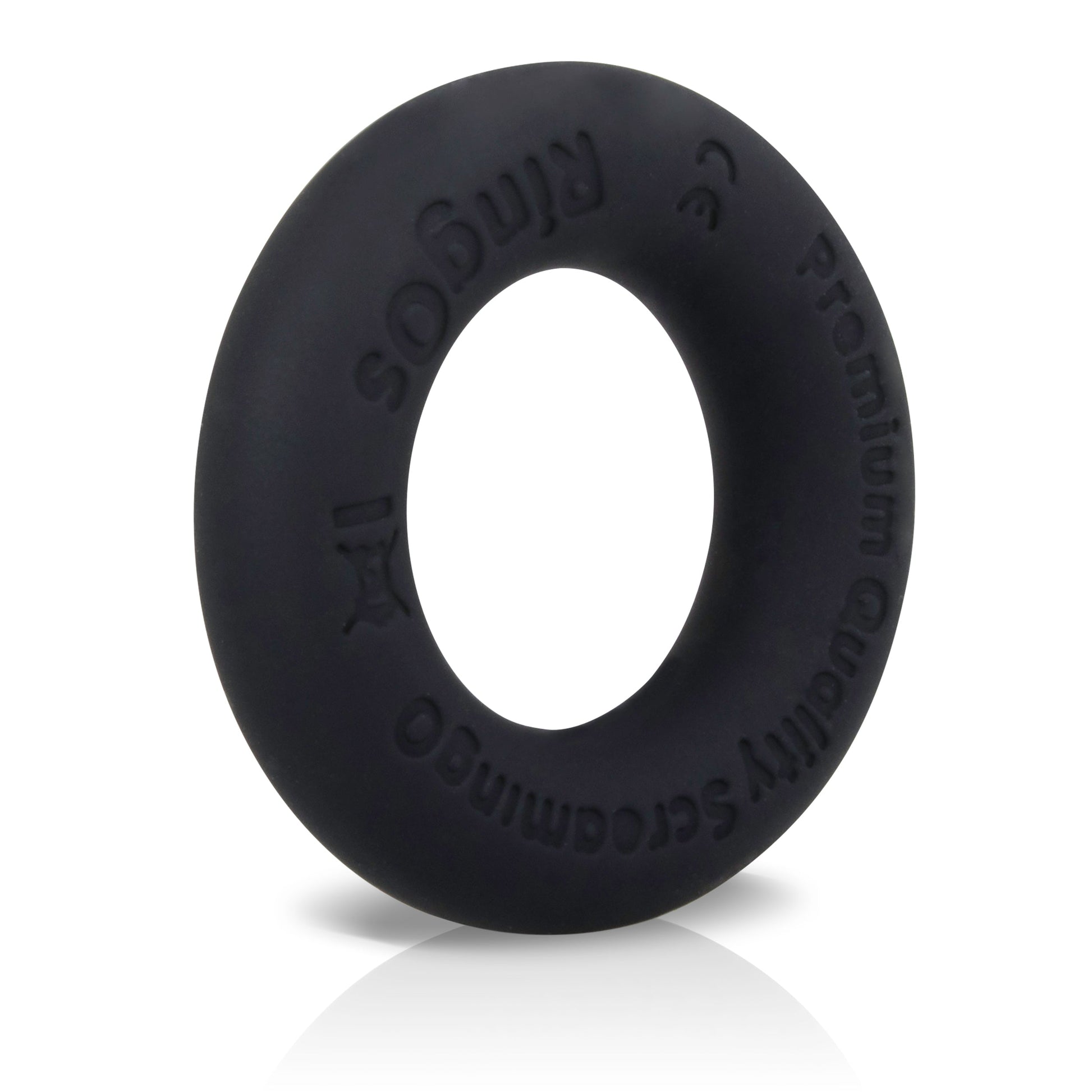 Black liquid silicone stretchy cock ring by Screaming O.