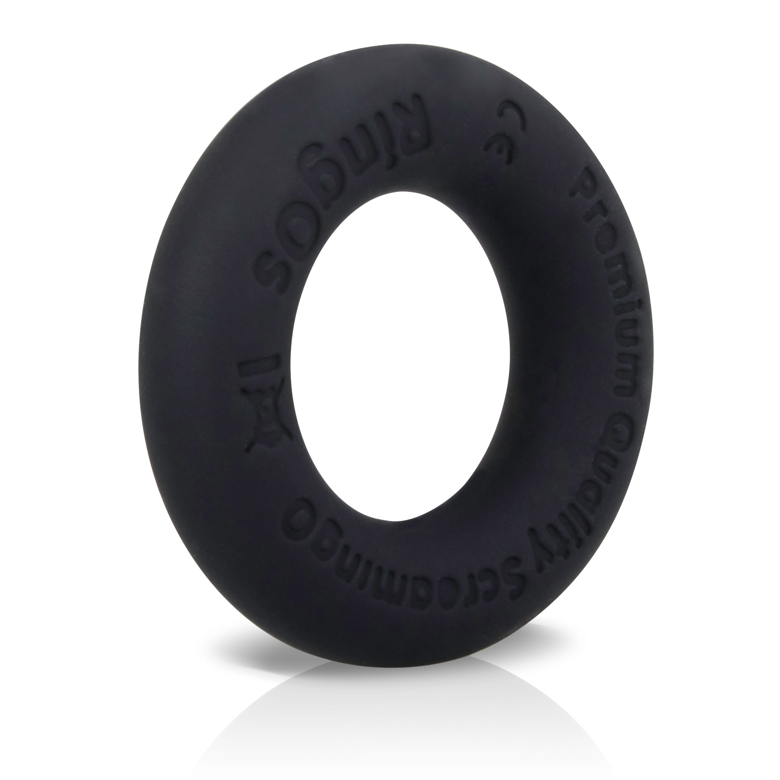 Black liquid silicone stretchy cock ring by Screaming O.
