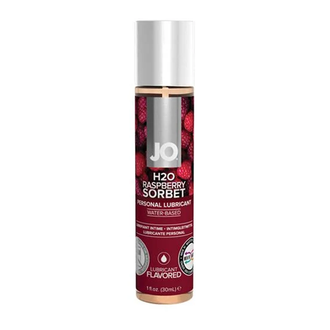JO H2O Raspberry Sorbet personal lubricant in a 1oz bottle.