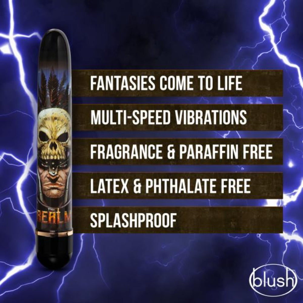 Knight Multi-Speed Vibrator with skull design, splashproof, and multi-speed vibrations.
