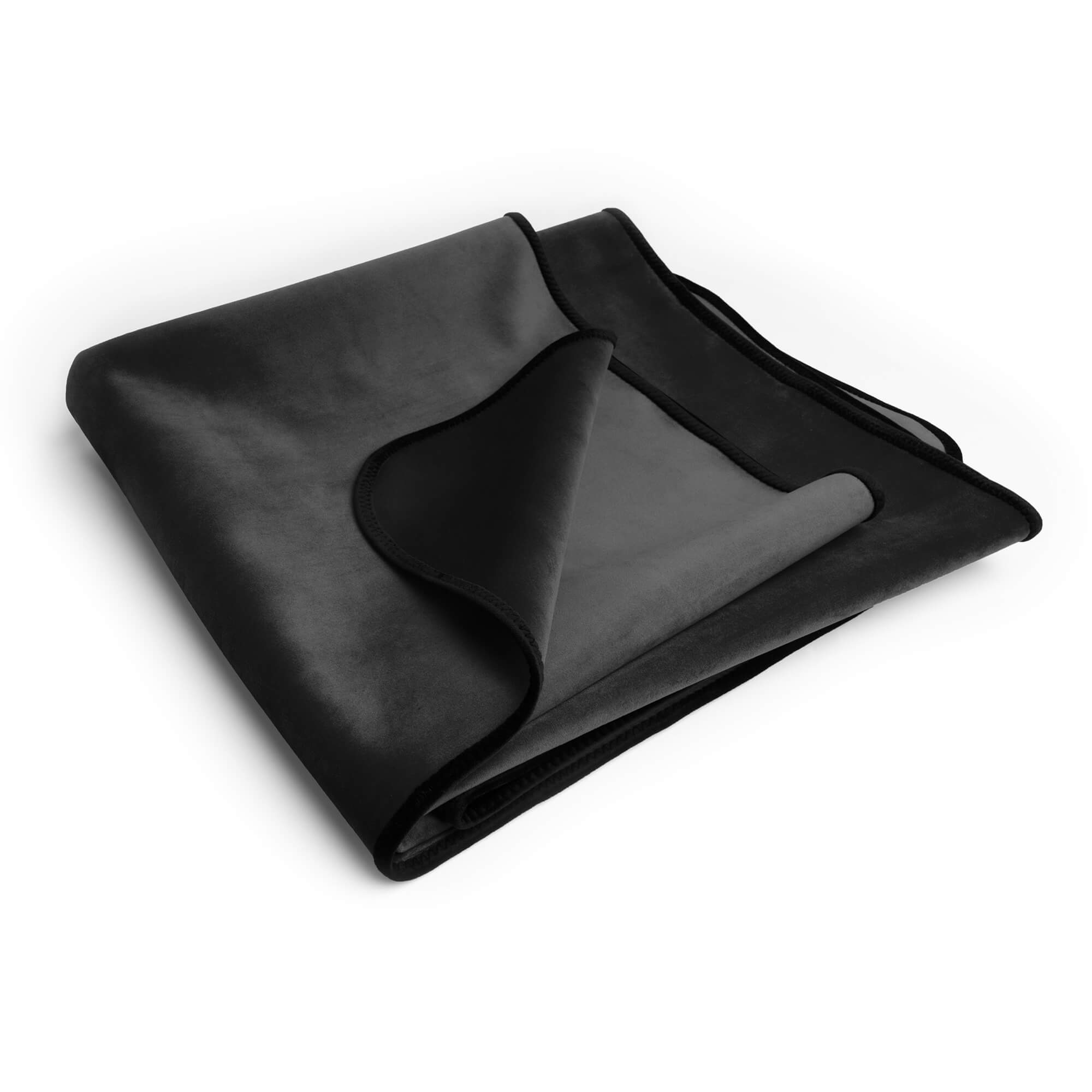 Black king size waterproof microvelvet throw blanket.