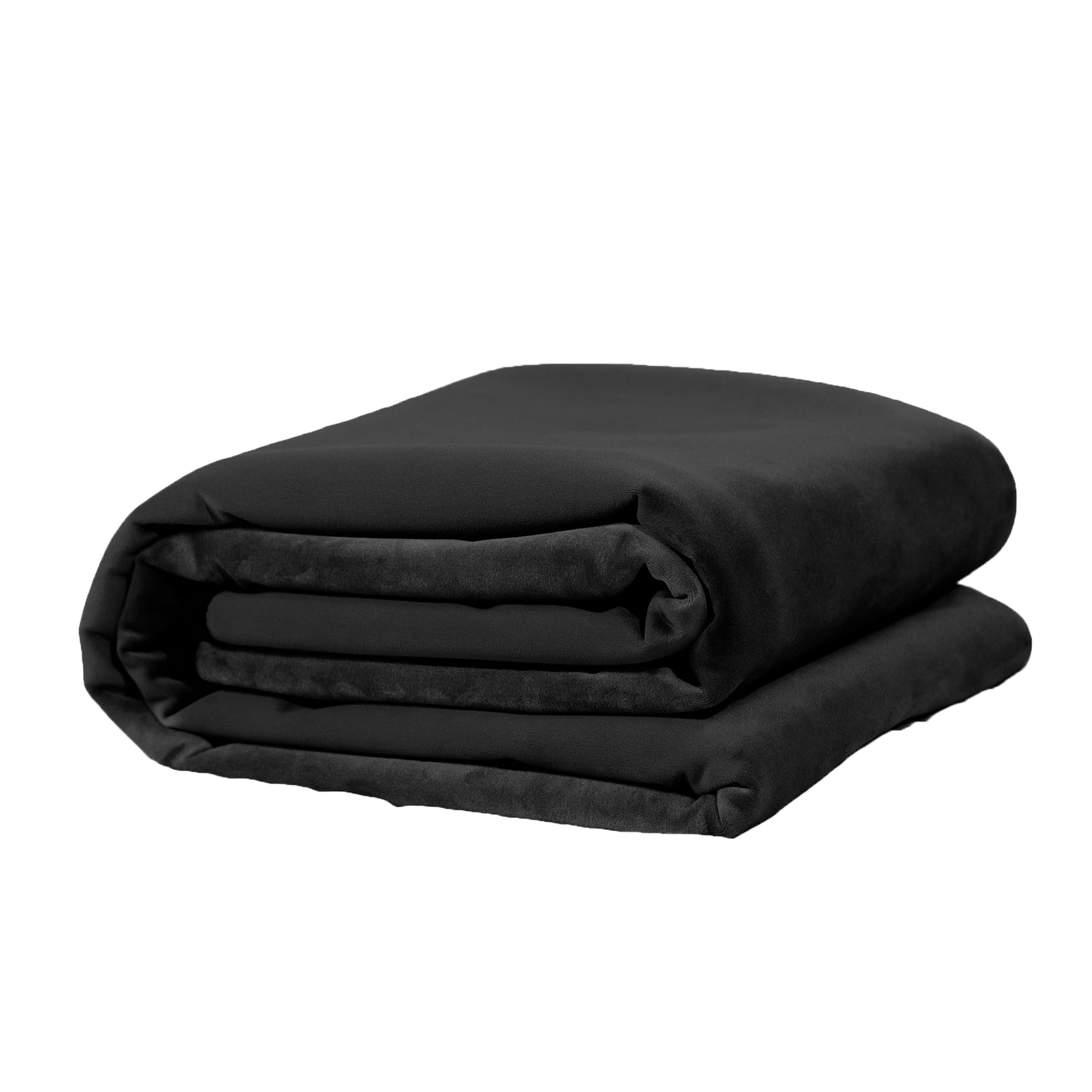 A folded black king-size waterproof microvelvet throw blanket.