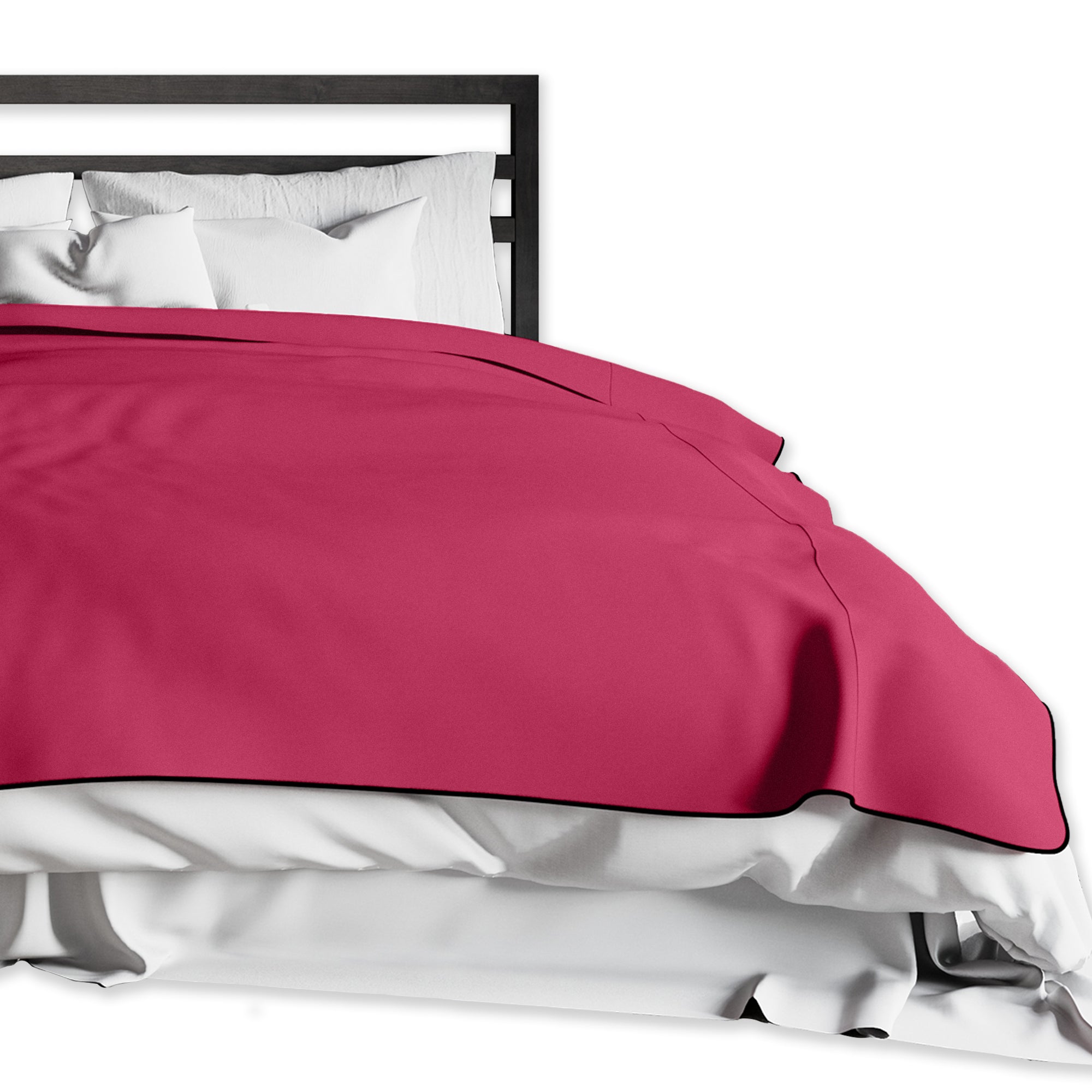 King size Merlot waterproof microvelvet throw blanket on a bed.