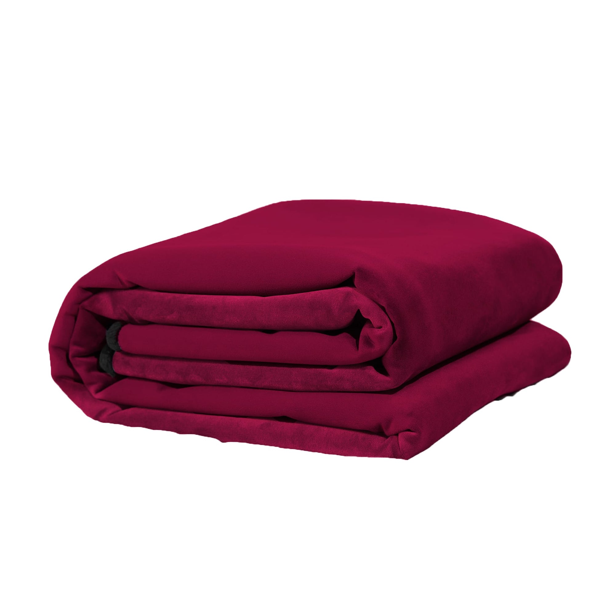 A folded king-size merlot waterproof microvelvet throw blanket.