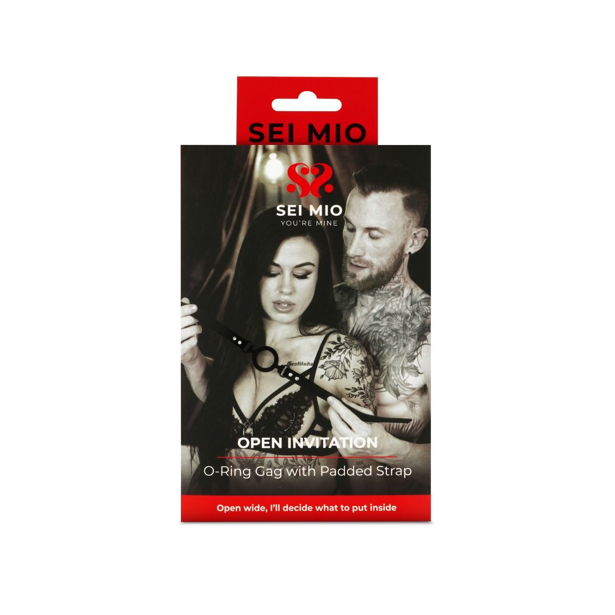 Sei Mio Open Invitation O-Ring Gag with padded strap.