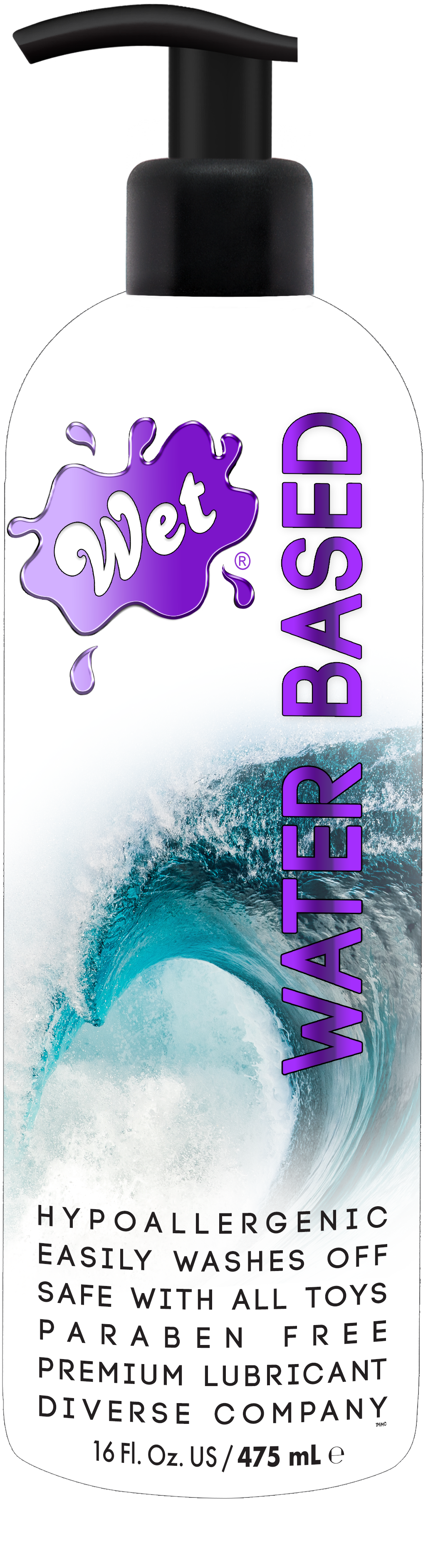 Wet Original water-based lubricant with a wave graphic.