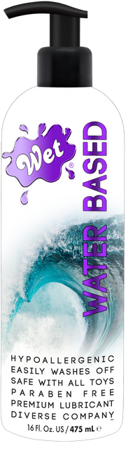 Wet Original water-based lubricant with a wave graphic.